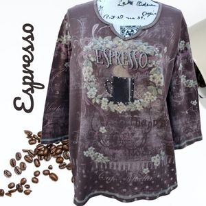 Dressbarn Brown Espresso jeweled top